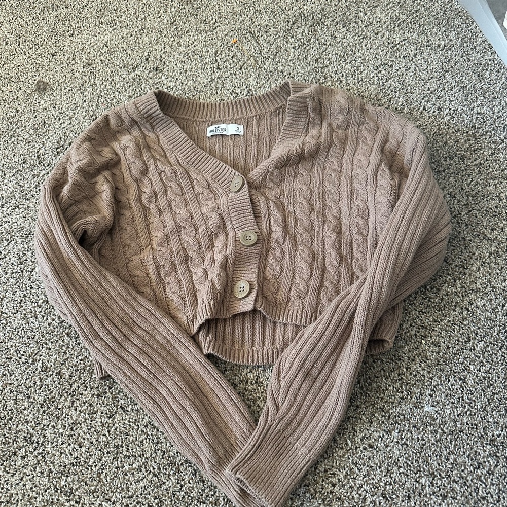 Hollister Tan Cable Knit Cardigan